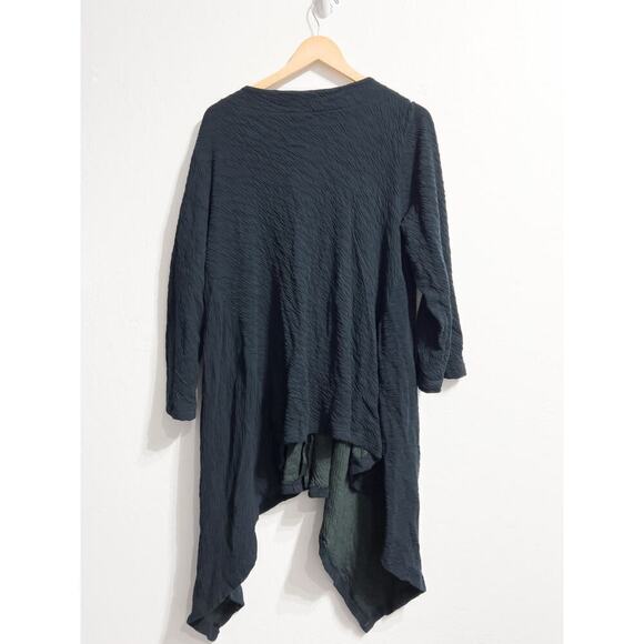 Bryn Walker Tunic Small Button Down Asymmetrical Crinkle Dark Green Lagenlook - Picture 2 of 8